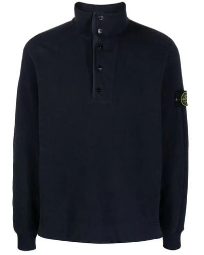 Stone Island Garment dyed valet-stand kragen sweatshirt - Blau