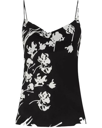 Marella Top de lencería de seda floral - Negro