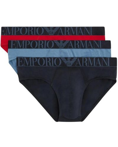 Emporio Armani Set di 3 slip in cotone elasticizzato - blu