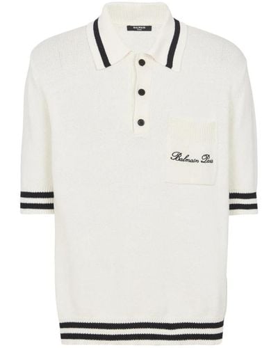 Balmain Logo Detail Polo Shirt - White