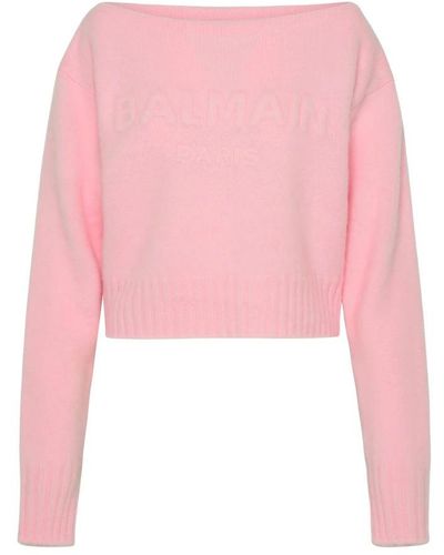 Balmain Round-Neck Knitwear - Pink