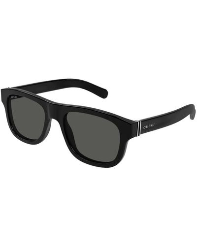 Gucci Sonnenbrille mit flacher oberseite und web-detail - Schwarz
