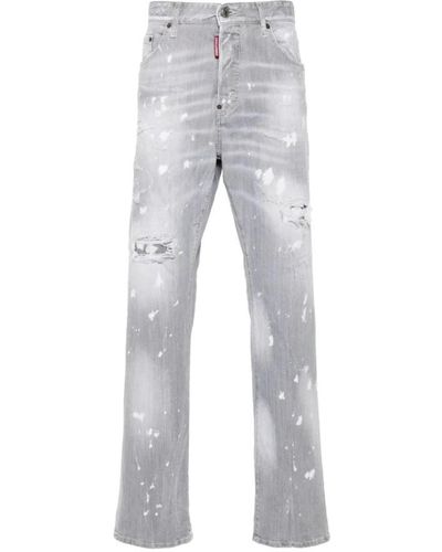 DSquared² Distressed straight-leg jeans - Grau