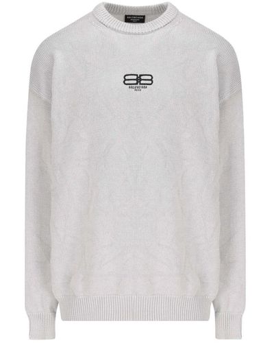 Balenciaga Grauer logo pullover für männer - Weiß