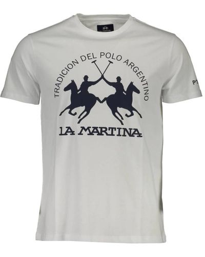 La Martina Magliette bianca con stampa e logo - Grigio