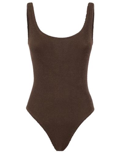 Mc2 Saint Barth Lora one piece swimsuit with round neckline - Marrone