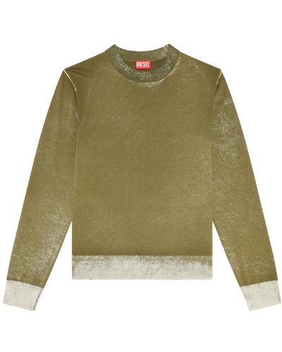 DIESEL Pullover aus baumwolle mit innen-print - Grün