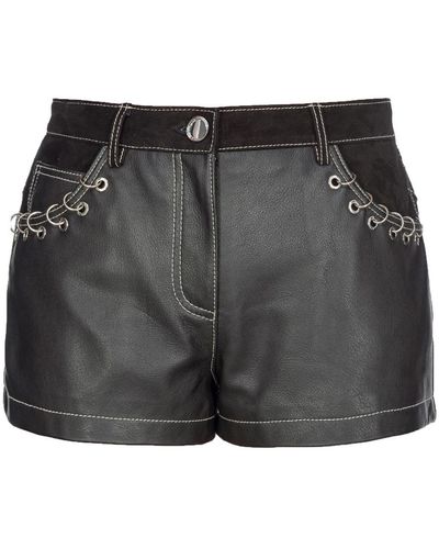 Pinko Leder rodeo style shorts - Schwarz