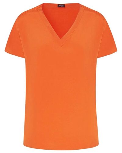 Kiton Seiden v-ausschnitt t-shirt bluse - Orange