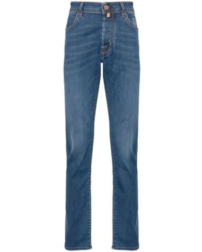 Jacob Cohen Jeans,blaue denim-jeans mit verblasstem effekt und besticktem logo