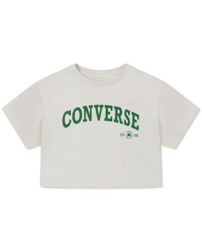 Converse Camiseta crop negra con logo - Blanco