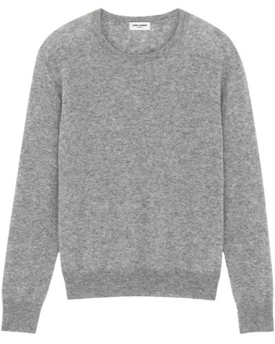 Saint Laurent Round-Neck Knitwear - Gray