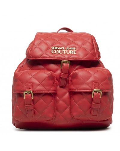 Versace Jeans Couture Roter gesteppter rucksack