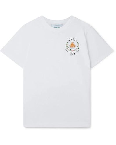 Casablancabrand Weißes baumwoll-t-shirt mit klassischem druck