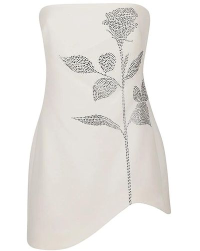 David Koma Kristall rose strass mini kleid - Weiß
