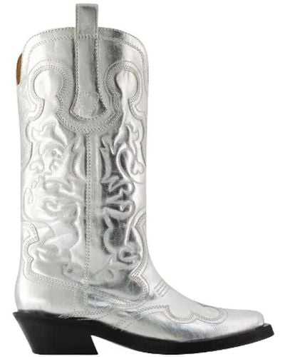 Ganni Cowboy Boots - Grey