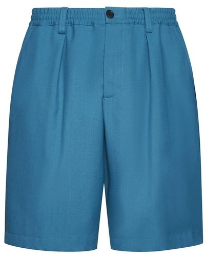 Marni Blu-verde turchese pantaloncini plissettati