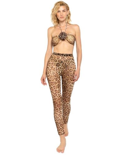 4giveness Rose leopard animalier leggings cover up - Metallizzato