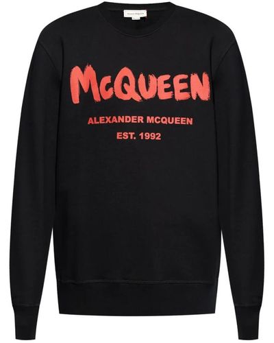 Alexander McQueen Schwarzer baumwoll-logo-print-pullover