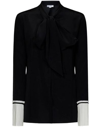 Victoria Beckham Camisa de seda negra con puños plisados - Negro