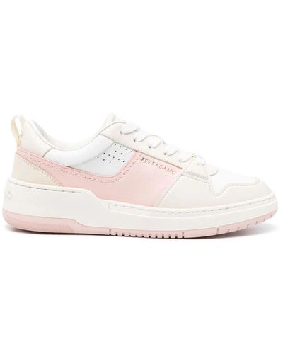 Ferragamo Sneakers mit glattem leder und panel-design in rosa/beige/weiß - Pink