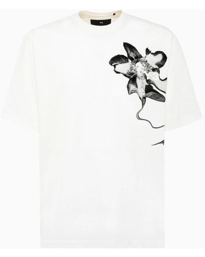 Y-3 T-shirt mit blumendetail aus baumwolle - Weiß