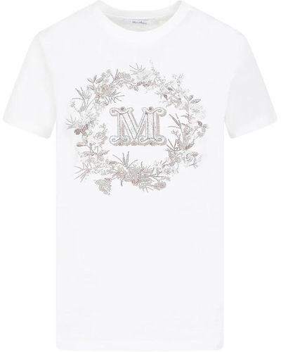 Max Mara Weiße baumwoll-t-shirt mit m monogramm