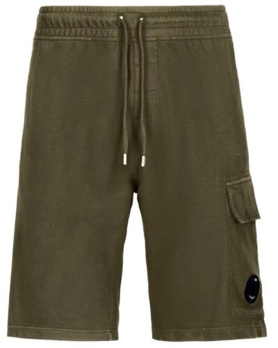 C.P. Company Light Fleece Cargo Shorts - Grün