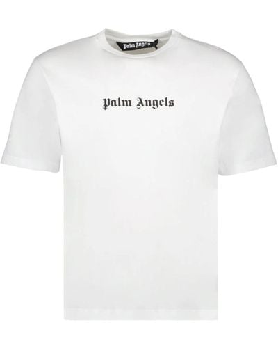 Palm Angels Logo print rundhals t-shirt - Weiß