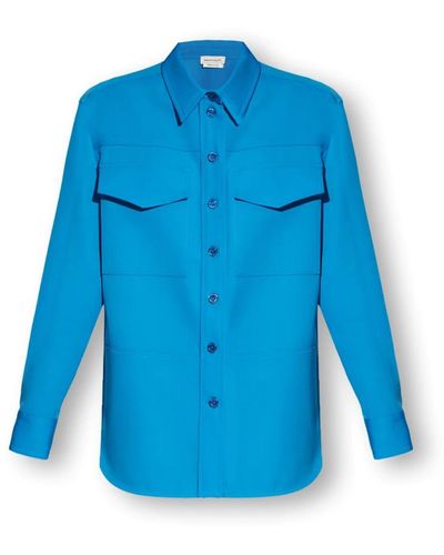 Alexander McQueen Hemd mit taschen - Blau
