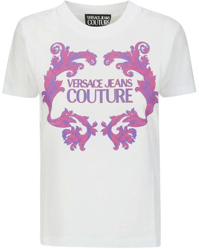 Versace Jeans Couture Weißes t-shirt mit druck - Pink