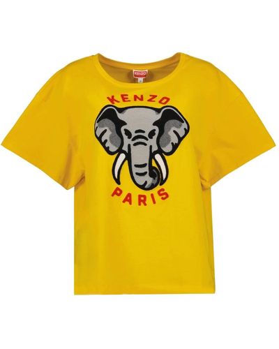 KENZO Elefanten-print t-shirt - Gelb
