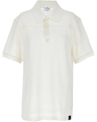 Courreges Weißes mesh design polo shirt