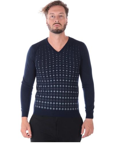 Daniele Alessandrini Knitwear > v-neck knitwear - Bleu