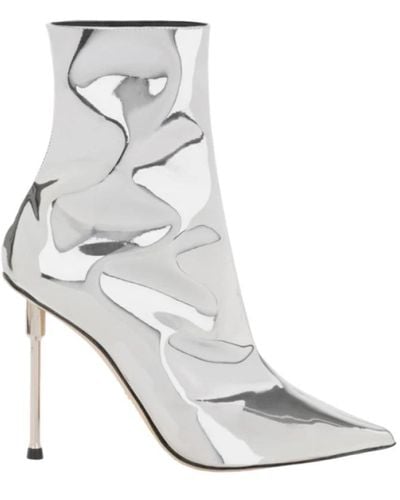 Elisabetta Franchi Scarpe argento in tessuto specchio con tacco scultura - Grigio