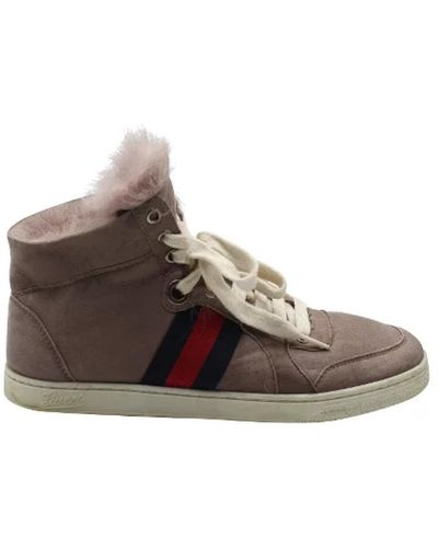 Gucci Sneakers alte in camoscio lilla - Marrone
