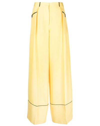 Bally Pantalones de seda de pierna ancha de lujo - Amarillo