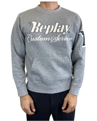 Replay Grauer sweatshirt mit frontbuchstaben