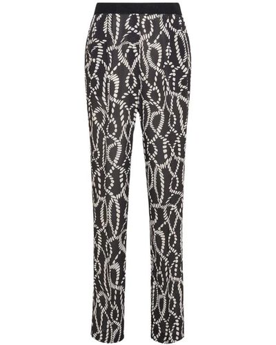 Seventy Pantalone lungo elasticato con doppia pences in viscosa stampata - Nero