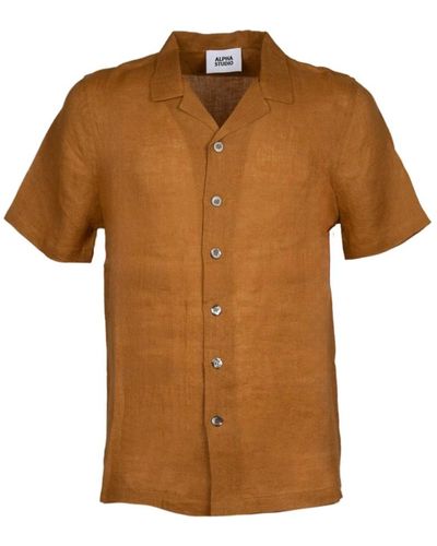 Alpha Studio Short Sleeve Shirts - Brown