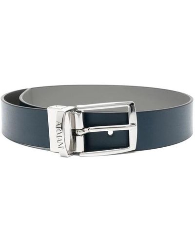 Emporio Armani Glattes korn veganes leder gürtel - Grau