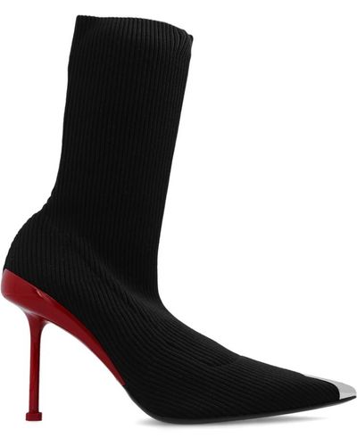 Alexander McQueen Botines de tacón con calcetín - Negro