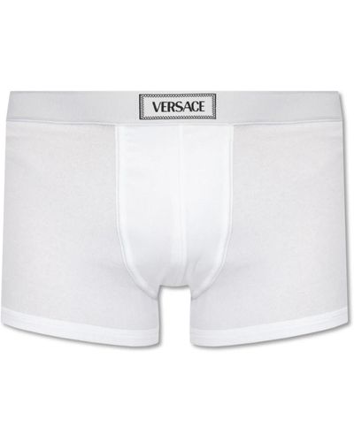 Versace Boxer a coste con logo - Bianco