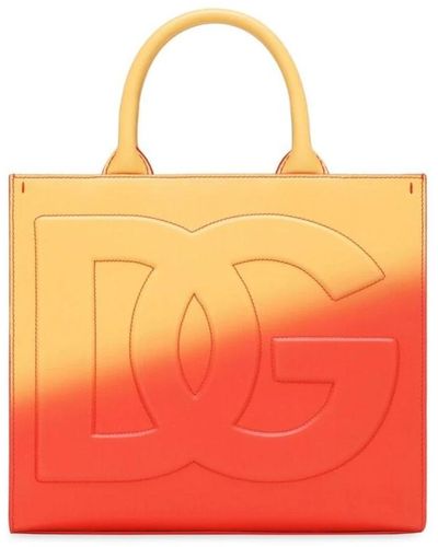 Dolce & Gabbana Zweifarbige kalbsledertasche - Orange