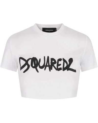 DSquared² Weiße baumwoll-mini-t-shirt mit bedruckten buchstaben