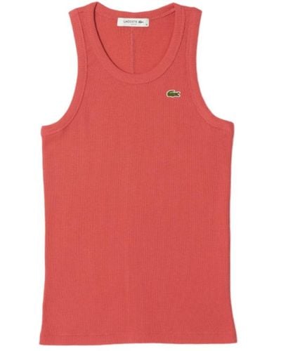 Lacoste Sleeveless Tops - Red