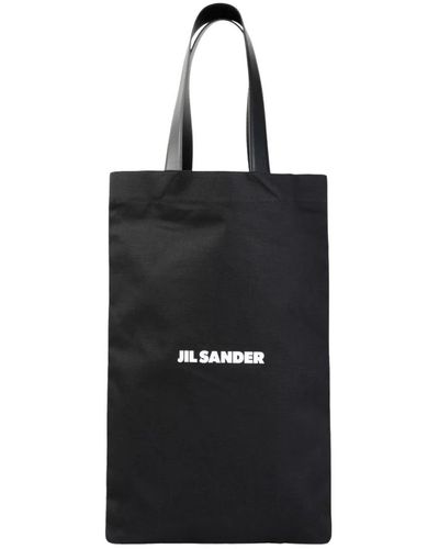 Jil Sander Schwarze shopper-tasche mit logo-verzierung