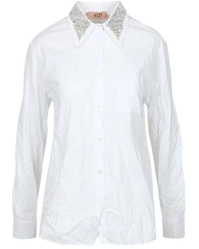 N°21 Baumwollhemd mit strasskragen - Weiß