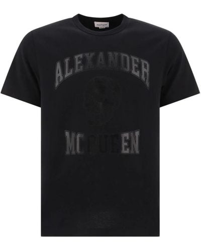 Alexander McQueen Schwarzes t-shirt mit logo und schädel