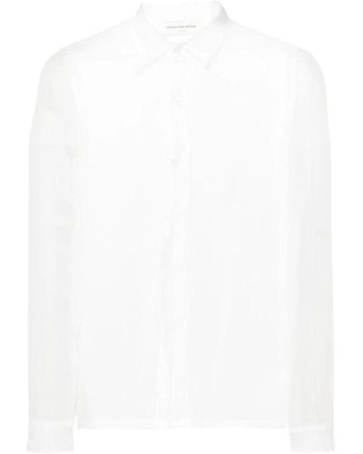 Dries Van Noten Camicia in chiffon di seta trasparente - Bianco